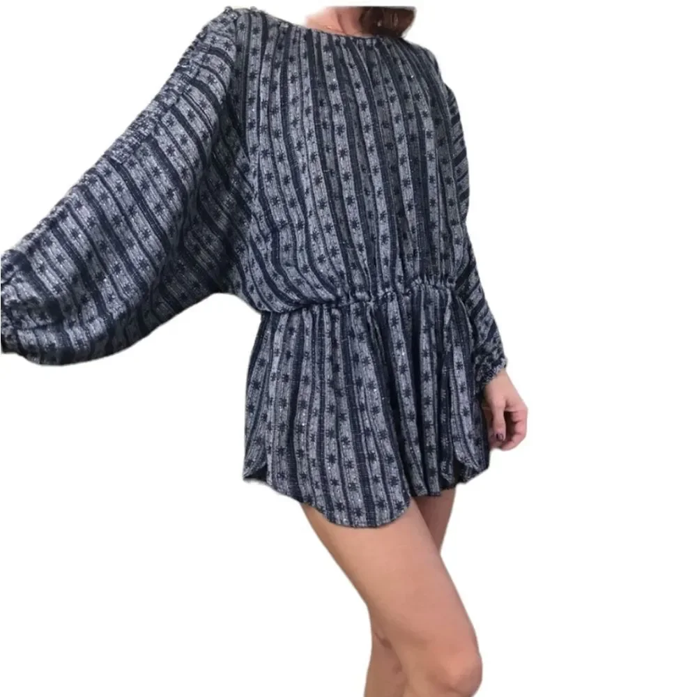 Free People Blue Boho Tunic Top size XS